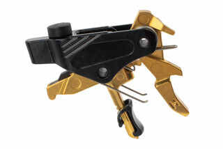 HIPERFIRE PDI Gold Drop In AR-15 Trigger Assembly is gold in color with a smooth, polished look